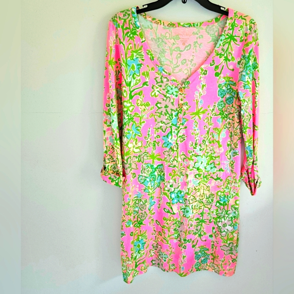 Lilly Pulitzer Pink And Green Pima Cotton Dress